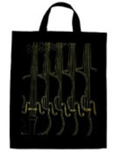 Tote Bag - Black and Gold Violins, extra large